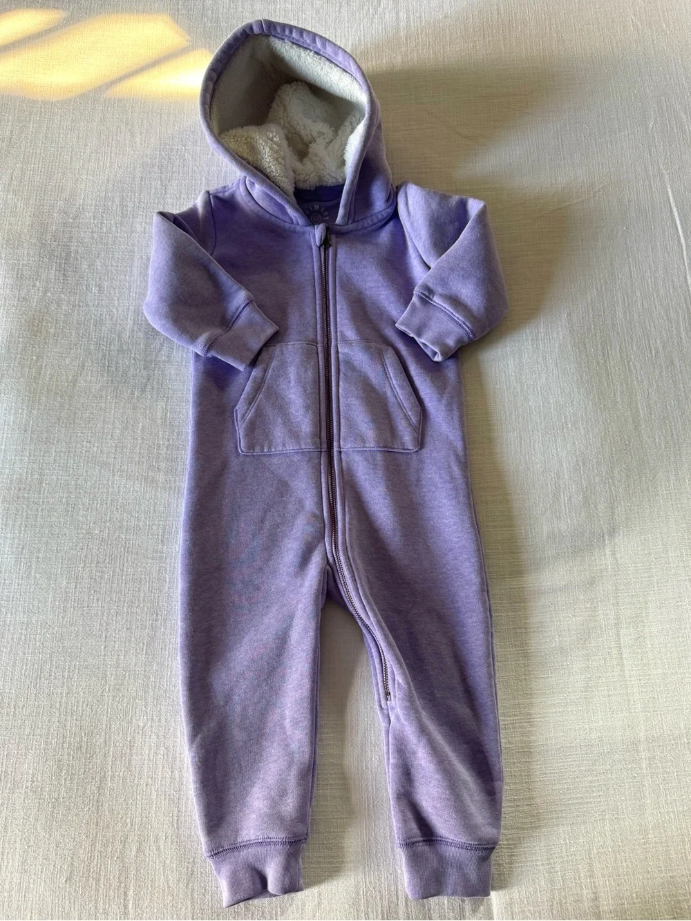 Primary Baby teddy fleece-lined zip romper - 12-18 months